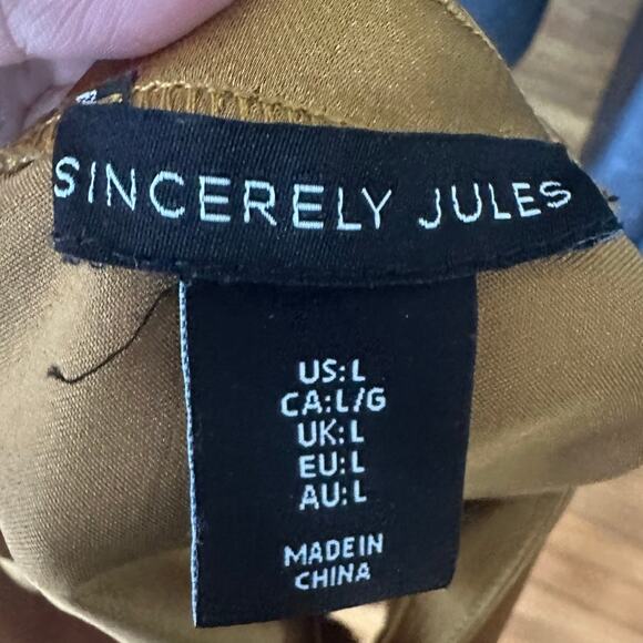 Sincerely Jules Gold Satin Blouse – Chic, Effortless & Elegant - Picture 3 of 5